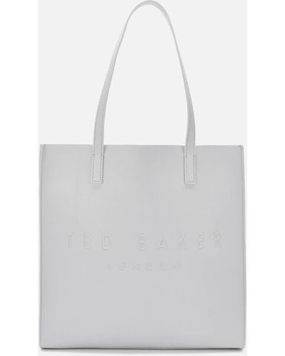 Ted Baker Soocon Large Faux Crosshatch Leather Tote Bag - Weiß