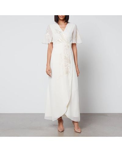 Hope & Ivy Seraphine Chiffon Wrap Maxi Dress - White