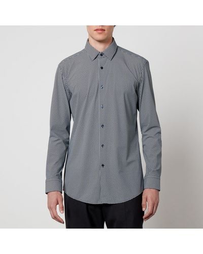 BOSS P-hank-s Checked Jersey Shirt - Gray