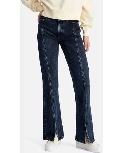 Calvin Klein Authentic Split Front Bootcut Cotton Jeans - Blue