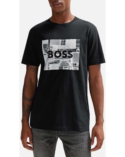BOSS Heavy Boss Logo-print Jersey T-shirt - Black
