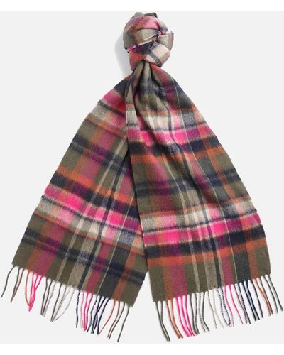 Barbour Vintage Winter Plaid Wool And Cashmere-blend Scarf - Red