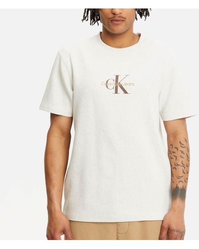 Calvin Klein Archival Monologo Cotton Jersey Waffle T-Shirt - Weiß