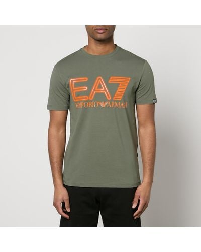 EA7 Oversized Logo Stretch Cotton-blend T-shirt - Green