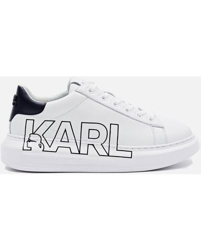 Karl Lagerfeld Kapri Outline Logo Lelather Chunky Sneakers - White