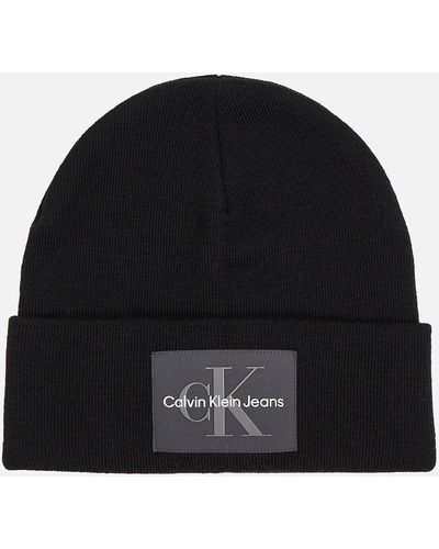 Calvin Klein Logo-appliquéd Wool-blend Beanie - Black