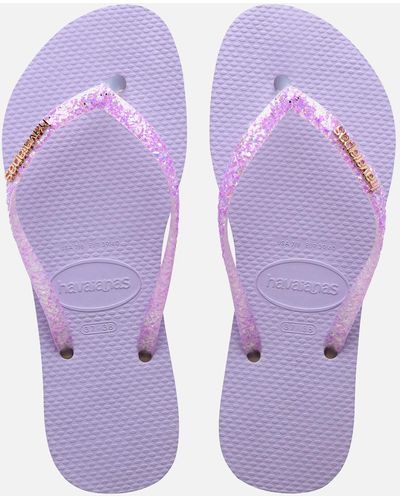 Havaianas Slim Glitter Flourish Flip Flops - Purple