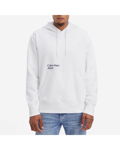 Calvin Klein Blurred Coloured Address Cotton-Blend Hoodie - Weiß