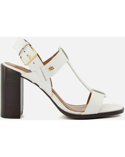 Dune Jacie T-bar Block-heel Leather Sandals - White