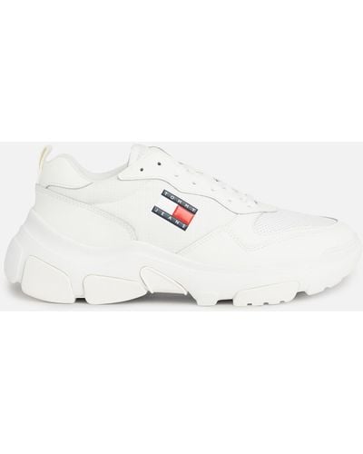 Tommy Hilfiger Leather And Mesh Running-style Sneakers - White