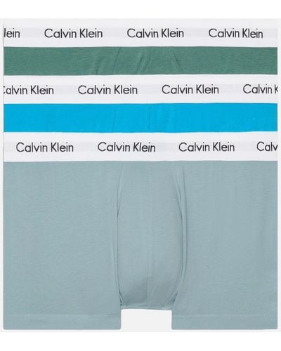 Calvin Klein 3-pack Low Rise Cotton-blend Trunks - Blue