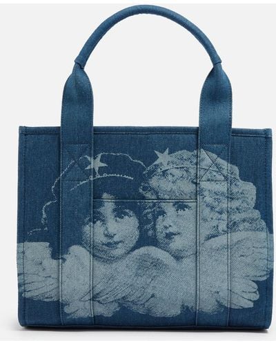 Fiorucci Enlarged Angels Cotton-canvas Tote Bag - Blue