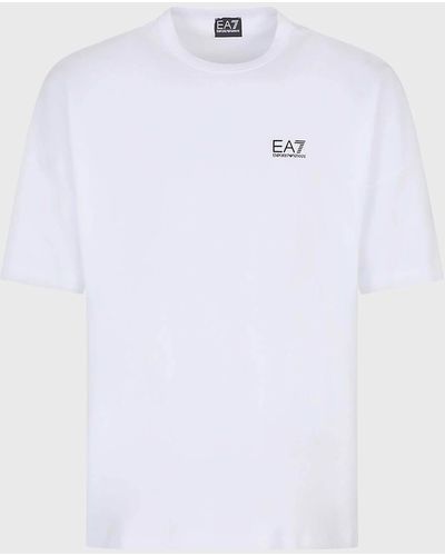 EA7 Logo-Print Stretch-Cotton T-Shirt - Weiß