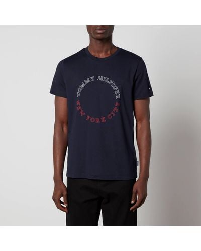 Tommy Hilfiger Monotype Roundle Cotton-jersey T-shirt - Blue