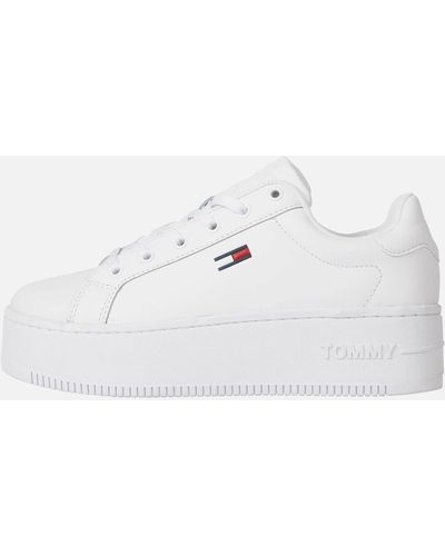 Tommy Hilfiger Leather Flatform Sneakers - White