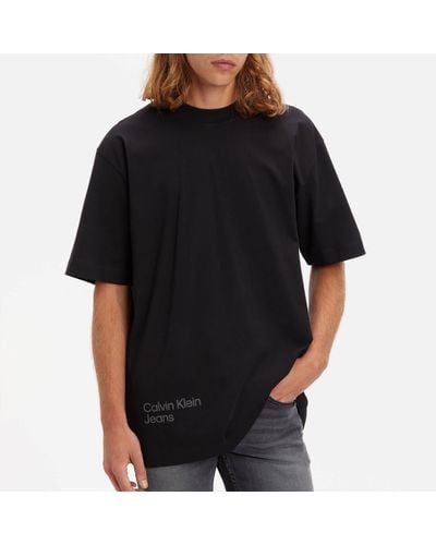 Calvin Klein Blurred Coloured Address Cotton T-shirt - Black