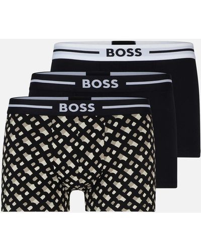 BOSS Cotton-Blend 3-Pack Boxer Trunks - Schwarz