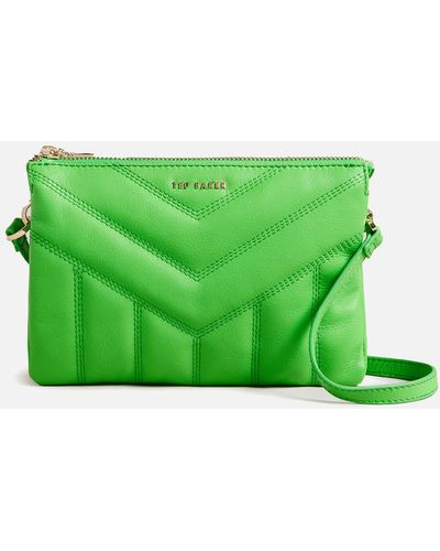 Ted Baker Ayasini Leather Quilted Puffer Cross Body Bag - Grün