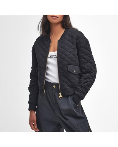 Barbour Alicia Quilted Cotton-blend Bomber Jacket - Black