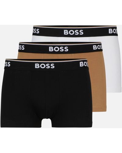 BOSS Three-pack Cotton-blend Power Boxer Trunks - Black