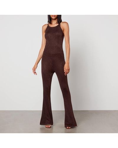 Never Fully Dressed Lurex Jumpsuit - Brown