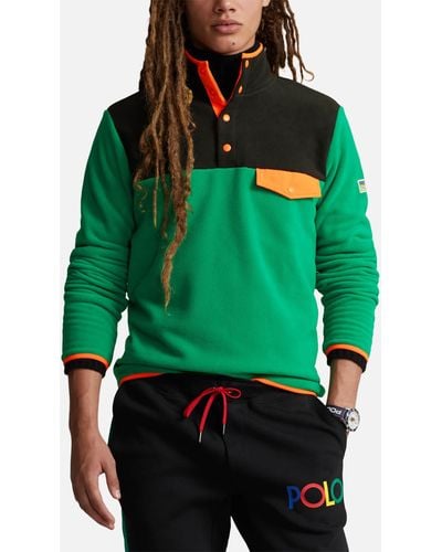 Polo Ralph Lauren Fleece-Pullover mit Color-Block-Optik - Grün