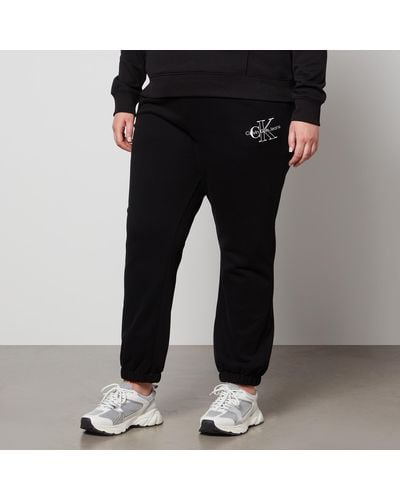 Calvin Klein Plus Cotton-jersey Jogging Bottoms - Black