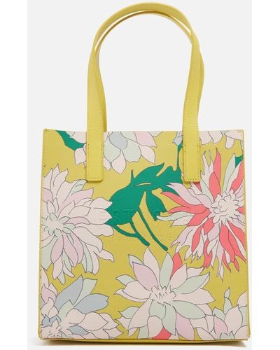 Ted Baker Flowcon Small Icon Faux Leather Tote Bag - Yellow