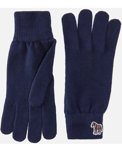 PS by Paul Smith Zebra Appliqué Wool Gloves - Blue