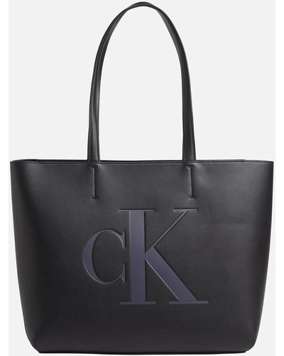 Calvin Klein Logo-embossed Faux Leather Bag - Black