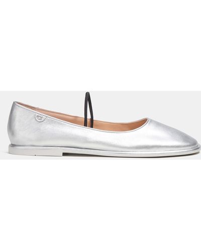 COACH Emilia Silver Metallic Leather May Janes - White