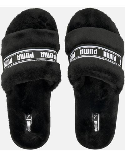 PUMA Fluff Slippers - Black