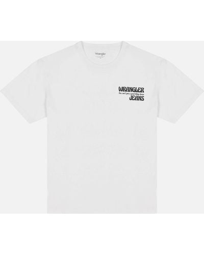 Wrangler Contrast Slogan Cotton T-Shirt - Weiß