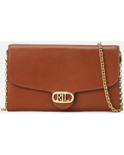 Lauren Ralph Lauren Sophee 22 Embossed Leather Shoulder Bag, Vintage Brown