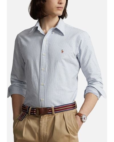 Polo Ralph Lauren Classic Pinstriped Oxford Cotton Long Sleeve Shirt - Gray