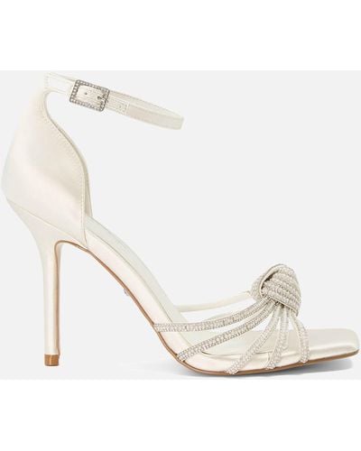 Dune Morella Embellished Satin Heeled Sandals - Weiß