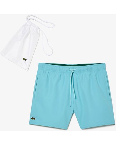 Lacoste Logo-appliquéd Shell Swim Shorts - Blue