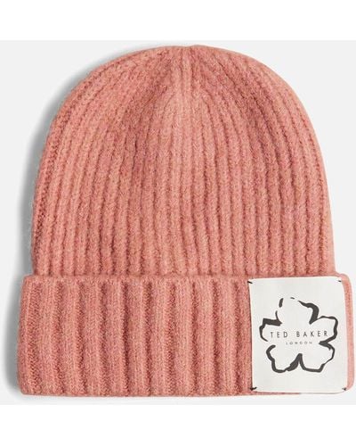 Ted Baker Britny Magnolia Bobble Knit Hat - Red
