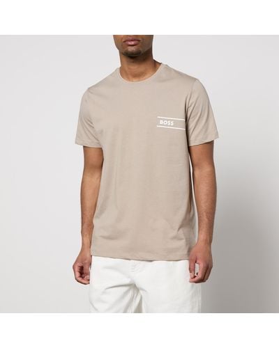 BOSS RN Logo-Print Cotton-Jersey T-Shirt - Natur