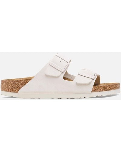 Birkenstock Arizona Slim-Fit Suede Double-Strap Sandals - White