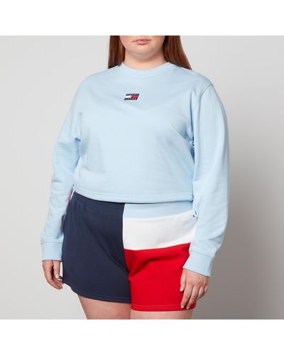 Tommy Hilfiger Cropped Cotton-jersey Sweatshirt - Blue