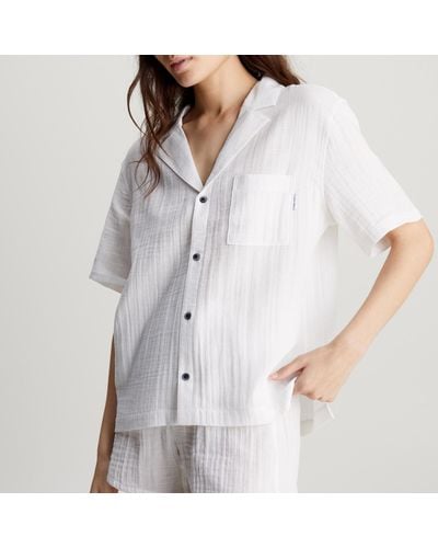 Calvin Klein Textured Cotton-gauze Shirt - White