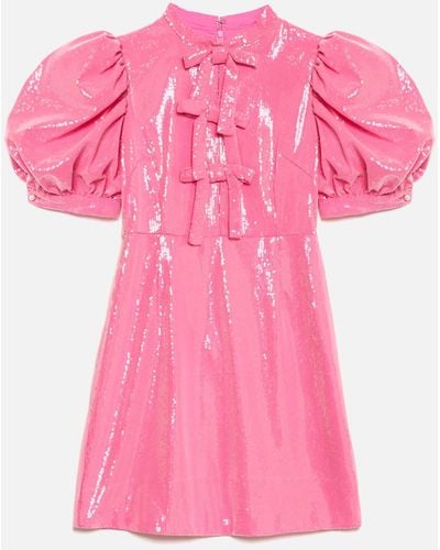 Sister Jane Sunset Sequined Satin Bow Dress - Pink