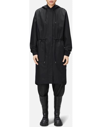 Rains Waterproof Drawstring Waist Shell Parka - Black