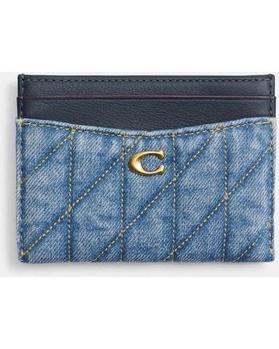 COACH Essential Quilted Denim and Leather Cardholder - Blau