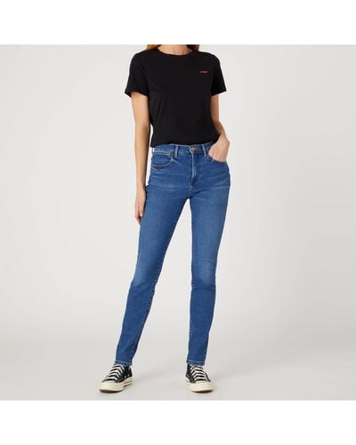 Wrangler High-Rise Skinny Denim-Blend Jeans - Blau