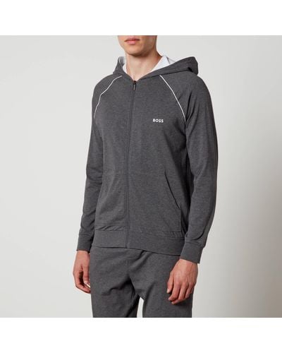 BOSS Mix & Match Cotton-blend Jersey Hoodie - Gray