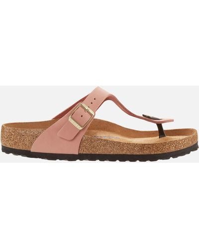 Birkenstock Gizeh Slim-Fit Nubuck Toe-Post Sandals - Braun