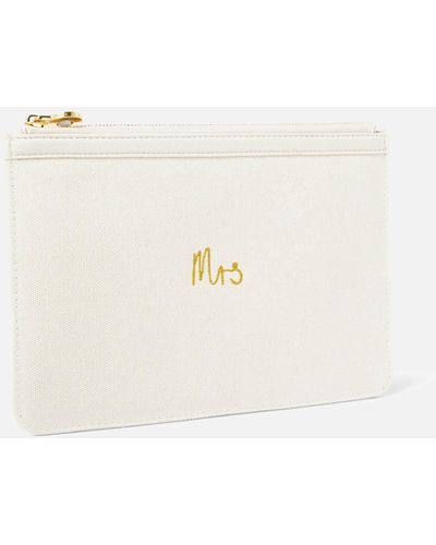 Katie Loxton Bridal Embroidered Mrs Canvas Pouch - White
