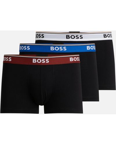 BOSS 3-pack Power Stretch Cotton Boxer Trunks - Black